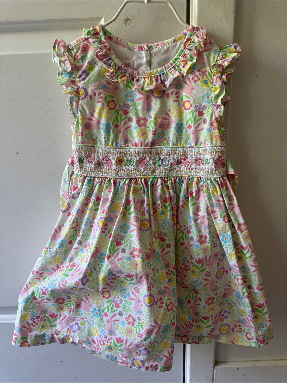 Bonnie Jean Pastel Floral Ruffle Smocked Dress in Pink, Yellow, Blue